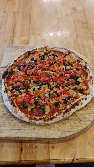 Mexican vegan pizza with cashew nut cheese at Pizza Luna / Tito's Burritos in Koh Phangan