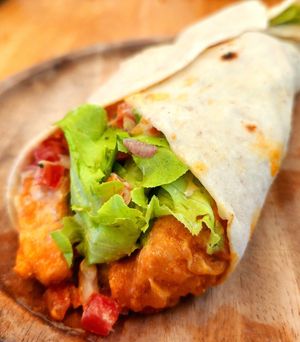 Buffalo Cauliflower sourdough wrap at Pizza Luna / Tito's Burritos in Koh Phangan