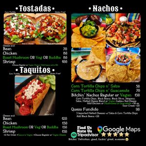 Menu at Pizza Luna / Tito's Burritos in Koh Phangan