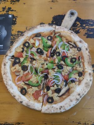Small Veggie Pizza with vegan cheese at Pizza Luna / Tito's Burritos in Koh Phangan