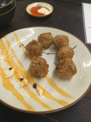 Yam green rice coated at Mama Vegetarian Cafe in Hoi An