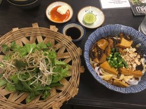 Mi quang at Mama Vegetarian Cafe in Hoi An