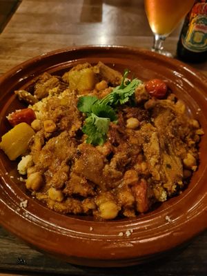Vegan tagine with soya "meat" at Cantina Teguise in Lanzarote