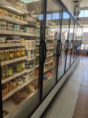 Fridge aisle at Pacific Health Foods in Carpinteria