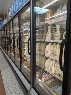 Fridge aisle at Pacific Health Foods in Carpinteria