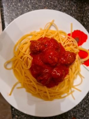 Meatballs and spaghetti at The Vegan Rocket in Lisburn