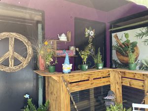 This is on the outside of the store at Pachamama Health Food in Humacao