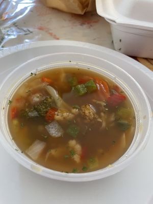 This was the vegetable soup I got at Pachamama Health Food in Humacao