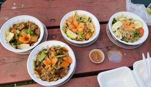 Took our food to a nearby picnic table  at Thai Elephants in Watkins Glen