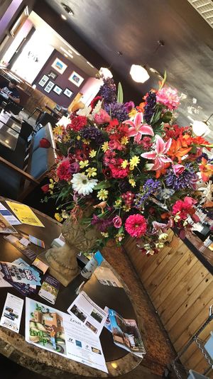 brochures for local events and artists at Babb's Coffee House in Jamestown