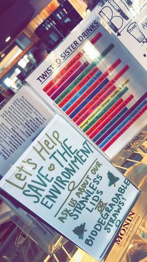 eco-friendly straws : ) at Babb's Coffee House in Jamestown