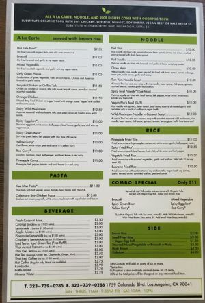 Back menu page 6-10-2018 at My Vegan in Los Angeles