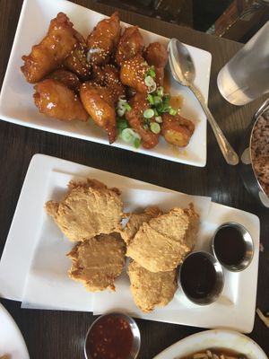 Orange chicken and chicken nuggets at My Vegan in Los Angeles