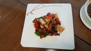 Kung pao Chinese yam puffs at Amrita in Shanghai