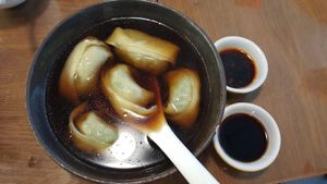 Wontons filled with shepherd's purse at Amrita in Shanghai