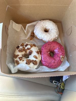 I already ate the peach cobbler… so good. Three for later, maple walnut, lemon lavender and blueberry….yes!!!!!❤️💜♥️  at Strange Matter Coffee - Eastside in Lansing