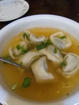 Dumplings in veggie broth at Sanwei Shu Wu - Veggie House in Shanghai