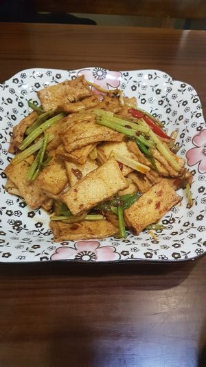 Tofu. Quite greasy but nice flavour at Sanwei Shu Wu - Veggie House in Shanghai