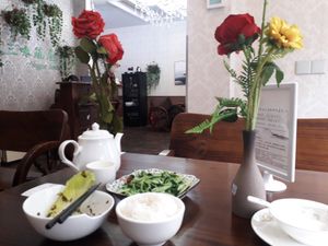 I tried the Tang Yuan Stew which was really nice. Sweet rice balls balanced with spice! at Sanwei Shu Wu - Veggie House in Shanghai