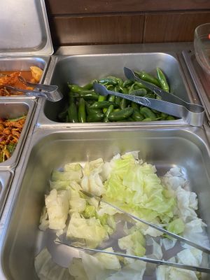 I love how Korean food is served with fresh crisp veggies   at Han Gwa Chae - 한과채 in Seoul
