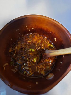 Salty sauce to go with tofu or the brown jelly at Han Gwa Chae - 한과채 in Seoul