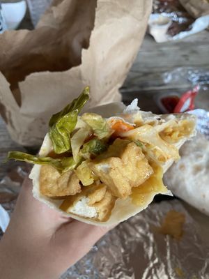 Yum yum tofu wrap- HUGE. Enough for 2  at South Beach Togo & Catering in Nags Head