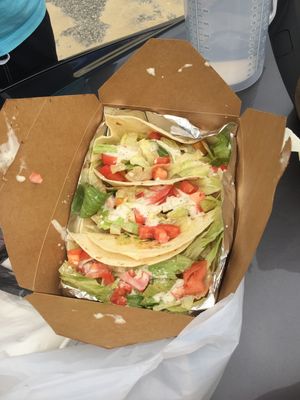 Buffalo tofu tacos with vegan sauce  at South Beach Togo & Catering in Nags Head