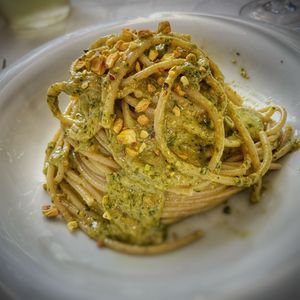 Spaghetti al pesto di pistacchi  at Hotel Ristorante Onda Azzurra in Albisola Superiore
