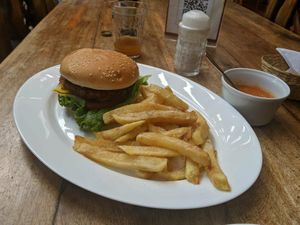 Beyond meat burger! at Donde Gopal in Quito