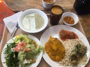 Food was pretty good but the best part is the salad bar and their aji (hot sauce) actually has a little kick. :) at Donde Gopal in Quito