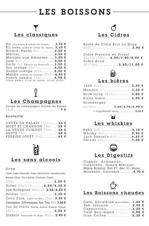 Drinks (alcohol, softs, coffee/tea) at Le Palais Gourmand in Laon
