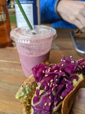 Breakfast taco and smoothie at ATX Food Co in Austin