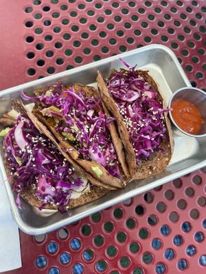 BBQ Tempeh, Breakfast, & Wild Mushroom tacos  at ATX Food Co in Austin