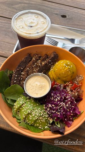 BBQ Briket entree & Nitro cold breww  at ATX Food Co in Austin