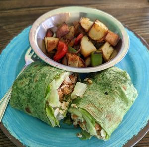 Caesar salad wrap with country potatoes at Vida Eatery  in Bakersfield