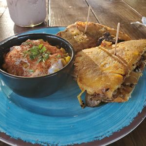 Patty melt with roasted corn at Vida Eatery  in Bakersfield