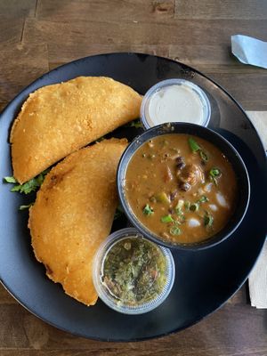 Empanadas with a side of chilli  #Veganuary at Vida Eatery  in Bakersfield