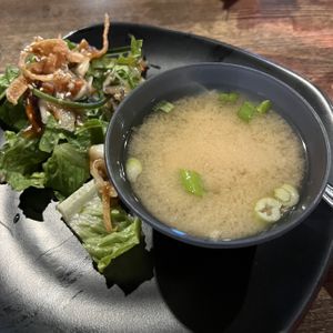 miso soup and salad  at Vida Eatery  in Bakersfield