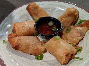Wontons and spring rolls at Vida Eatery  in Bakersfield