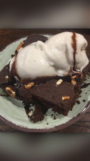 Brownie w/ coconut ice cream at Vida Eatery  in Bakersfield
