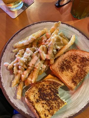 Avocado Melt and Garlic Fries at Vida Eatery  in Bakersfield