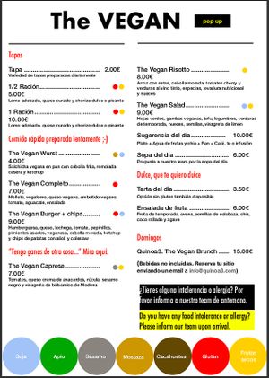 Food at The Vegan - Pop Up in La Coruna