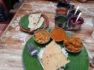 3 choice thali set at Roti Daal in Canggu
