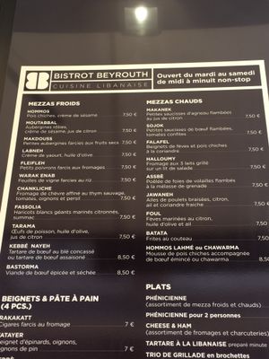 Mezze warm and cold at Bistrot Beyrouth in Paris
