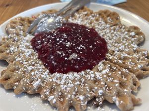 Buchweizenwaffel mit roter Grütte  at Föhrer Teestube & Café in Nieblum