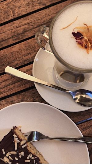 Vegan almond cake and golden milk  at Föhrer Teestube & Café in Nieblum