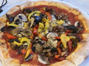The vegan pizza with vegetables.  Yum!  at Olivo in Verona