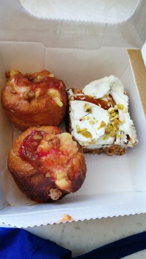Rbuarb cruffins and vegan carrot cake at Melbourne in Lichfield in Lichfield