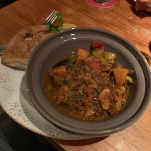 Hoofdgerecht Noord Afrikaanse tajin.  at Het Ruiterhuys in Castricum