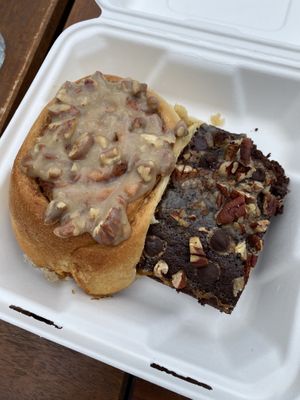 Pecan sticky bun and turtle brownie  at The Salty Caramel Kitchen in Lake Country